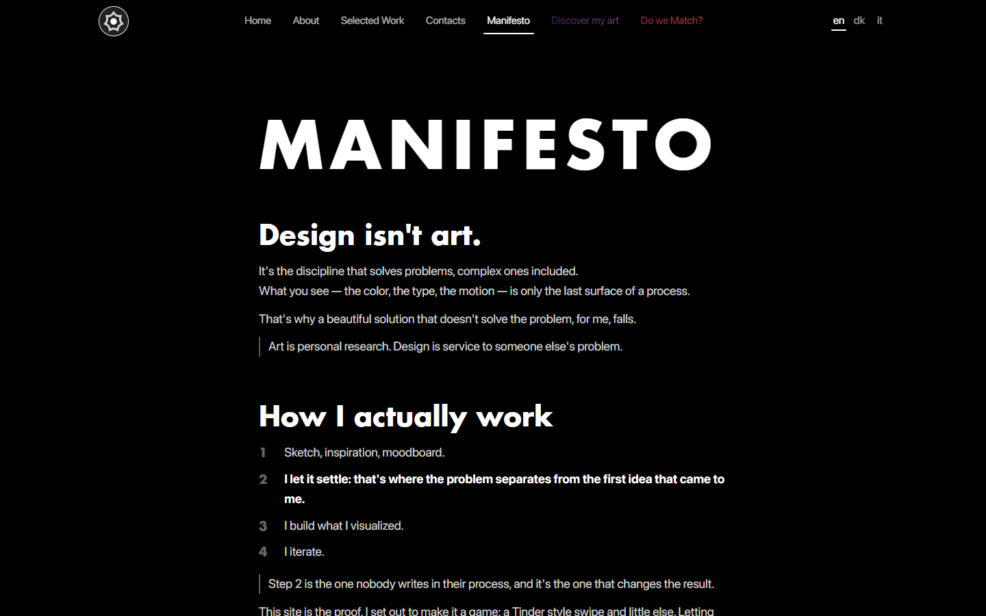 PAOLO.DESIGN, The Match page story